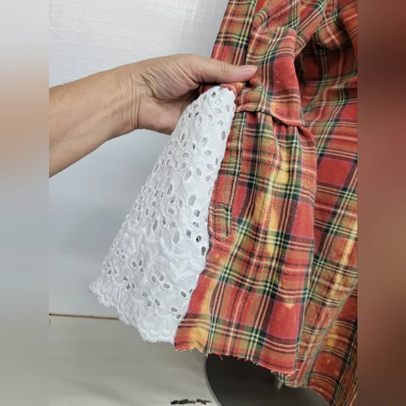 Fleetwood Mac Rock Band Flannel Shirt Jacket Shacket With Bell Sleeves Upcycled - Picture 9 of 11